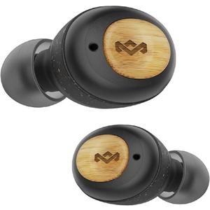 House of Marley True Wireless Champion Earbuds - Bluetooth 5.0 Earphones, Up to 28 Hours Battery Life with Quick Charge, Rechargeable Case, Eco Friendly Bamboo Design, Signature Black