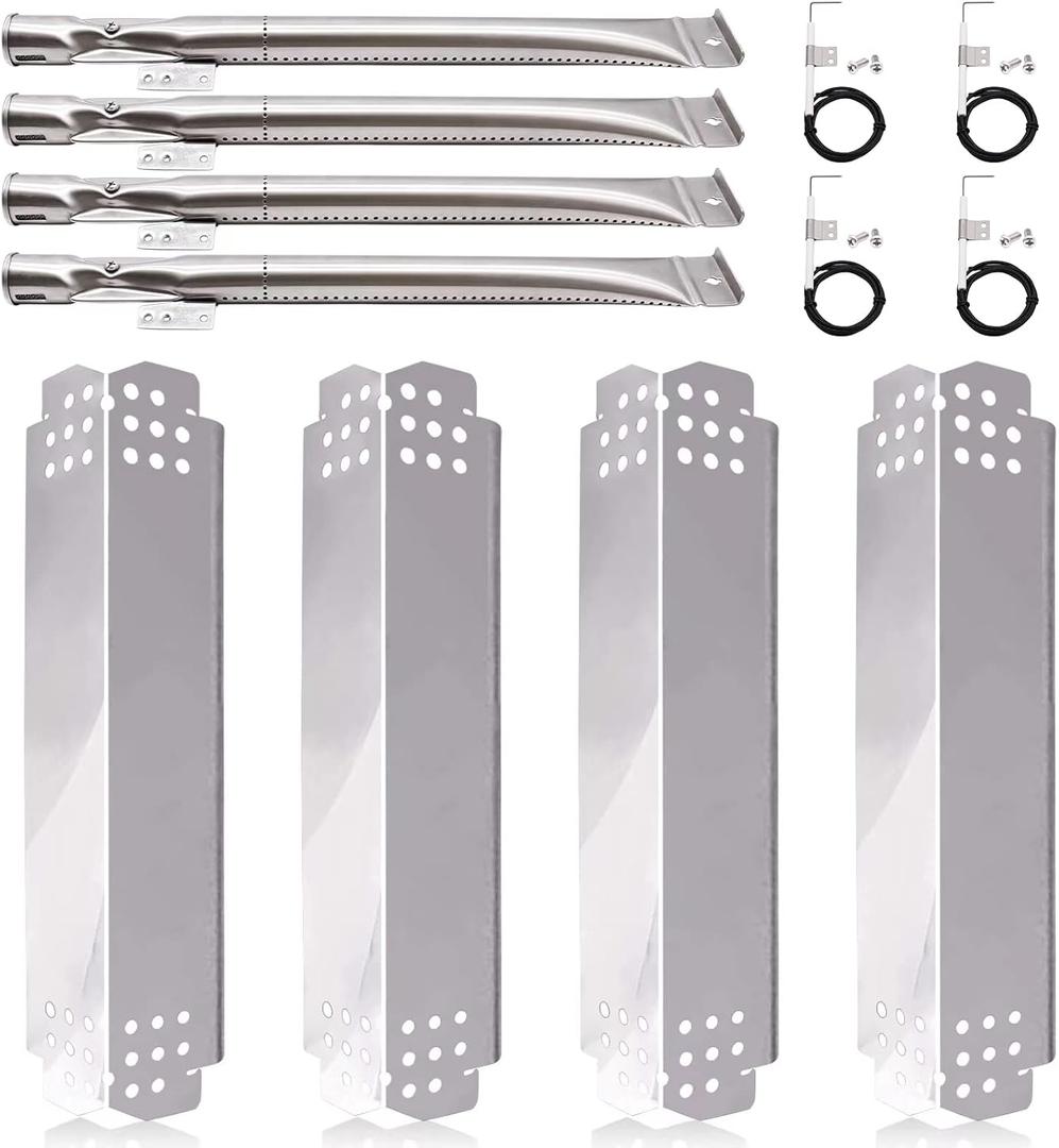 Grill Replacement Parts for Nexgrill 4 Burner 720-0830H, 720-0783E, 5 Burner 720-0888, 720-0888N, Burner Tubes, Heat Shield Tent Plates and Igniters Replacement Kit for Home Depot Nexgrill 720-0830H.