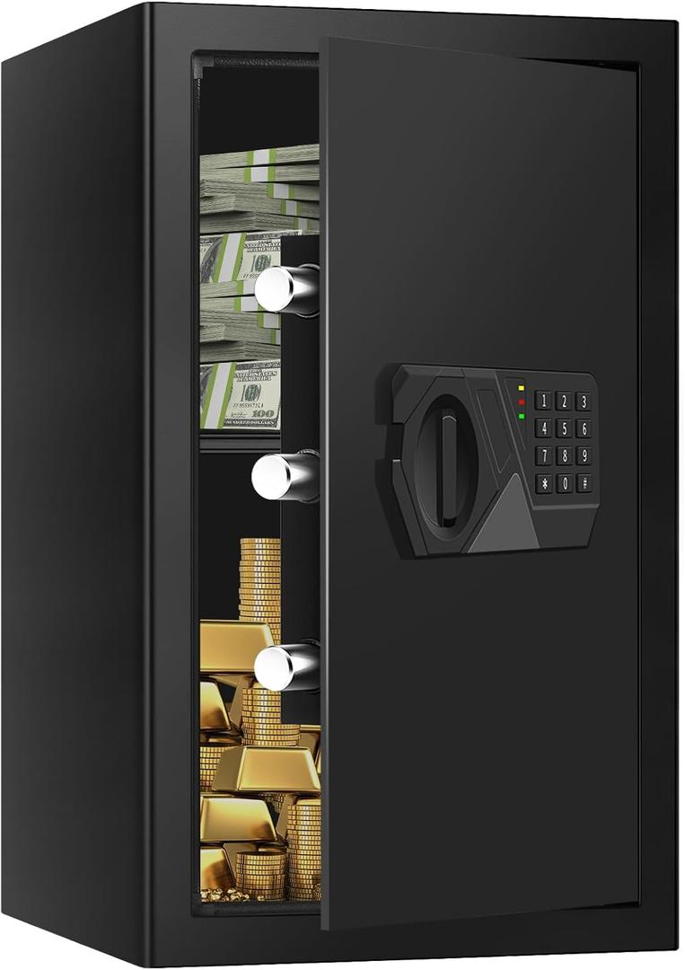 3.3 Cuft Large Safes for Home Use Fire and Water Proof, Fireproof Safe Box with Digital Keypad, Spare Keys and Removable Shelf, Personal Home Safe Box for Documents Money Firearm Valuables