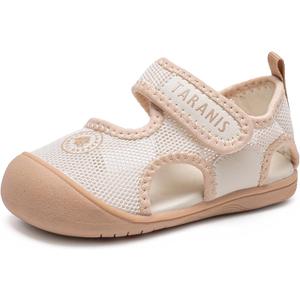 Toddler Shoes Boys Girls Non-Slip Infant Sneaker Rubber Sole Baby Crib First Walker Shoes (7.5 Toddler, 5201-beige)