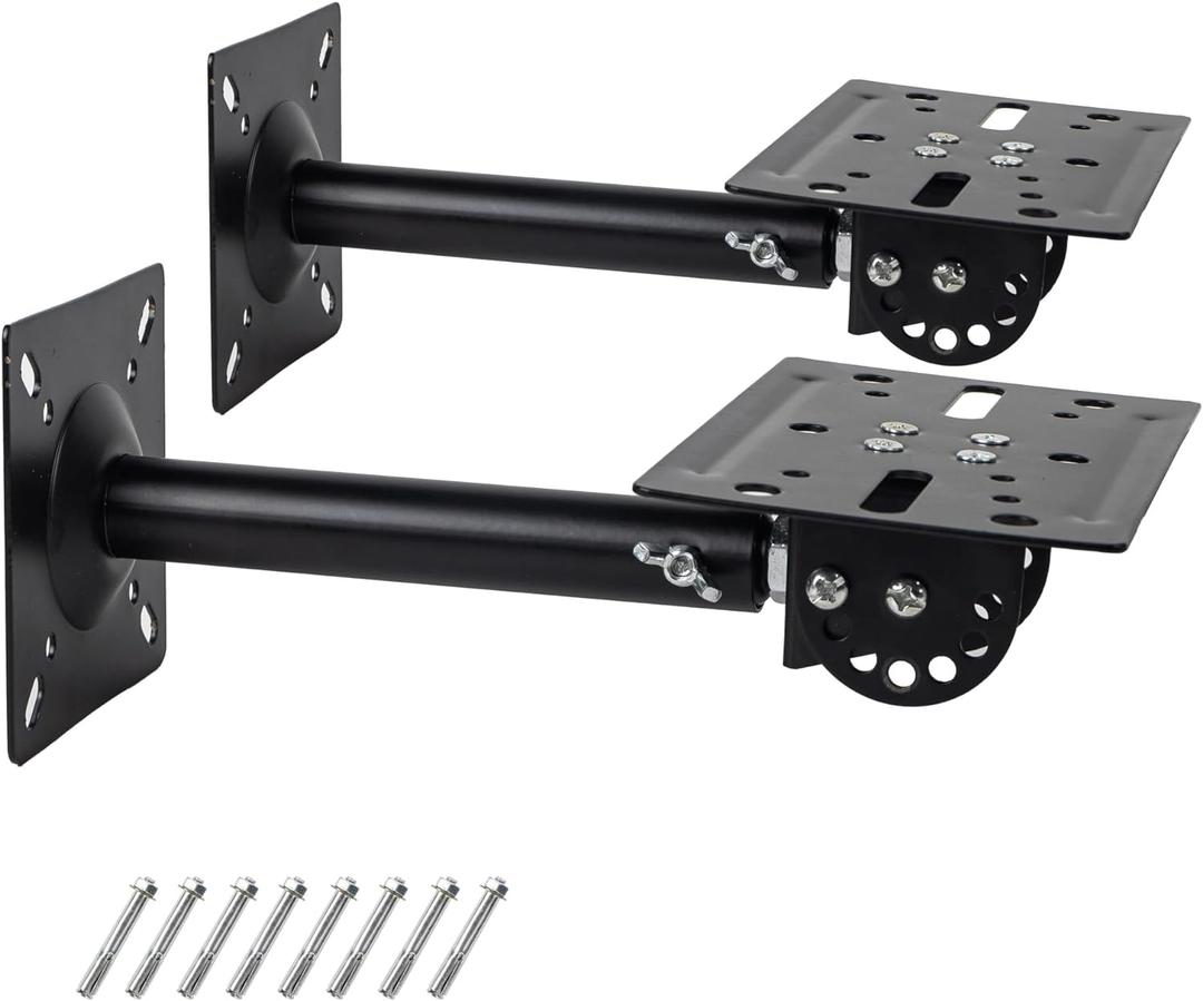Heavy Duty Speaker Wall, Ceiling, or Shelf Mounts Support up to 80lb | Speaker Brackets Holders and Stand Mount | Adjustable Swivel & Tilt (2 Packs,Black)