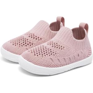 MORENDL Toddler Shoes Baby Walking Sock Shoes Non-Slip Breathable Boys & Girls Sneakers Infant Tennis Shoes Mesh Pink, Size 7