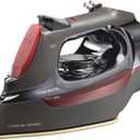 CHI Steam Iron for Clothes with 8 Retractable Cord, 1700 Watts, 3-Way Auto Shutoff, 400+ Holes, Professional Grade, Temperature Control Dial, Titanium Infused Ceramic Soleplate, Black/Chrome (13109)