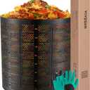 VIVOSUN 220 Gallon Outdoor Compost Bin, Expandable Composter, Easy to Setup & Large Capacity for Backyard, Lawn (Black with Gloves)