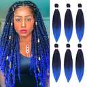 Dorsanee Ombre Blue Braiding Hair Pre-Stretched 20 Inch 6 Packs Braiding Hair Extensions for Crochet Box Braids Twists Locs Hair Itch Free Soft Yaki Texture Hot Water Setting, 1B/Blue