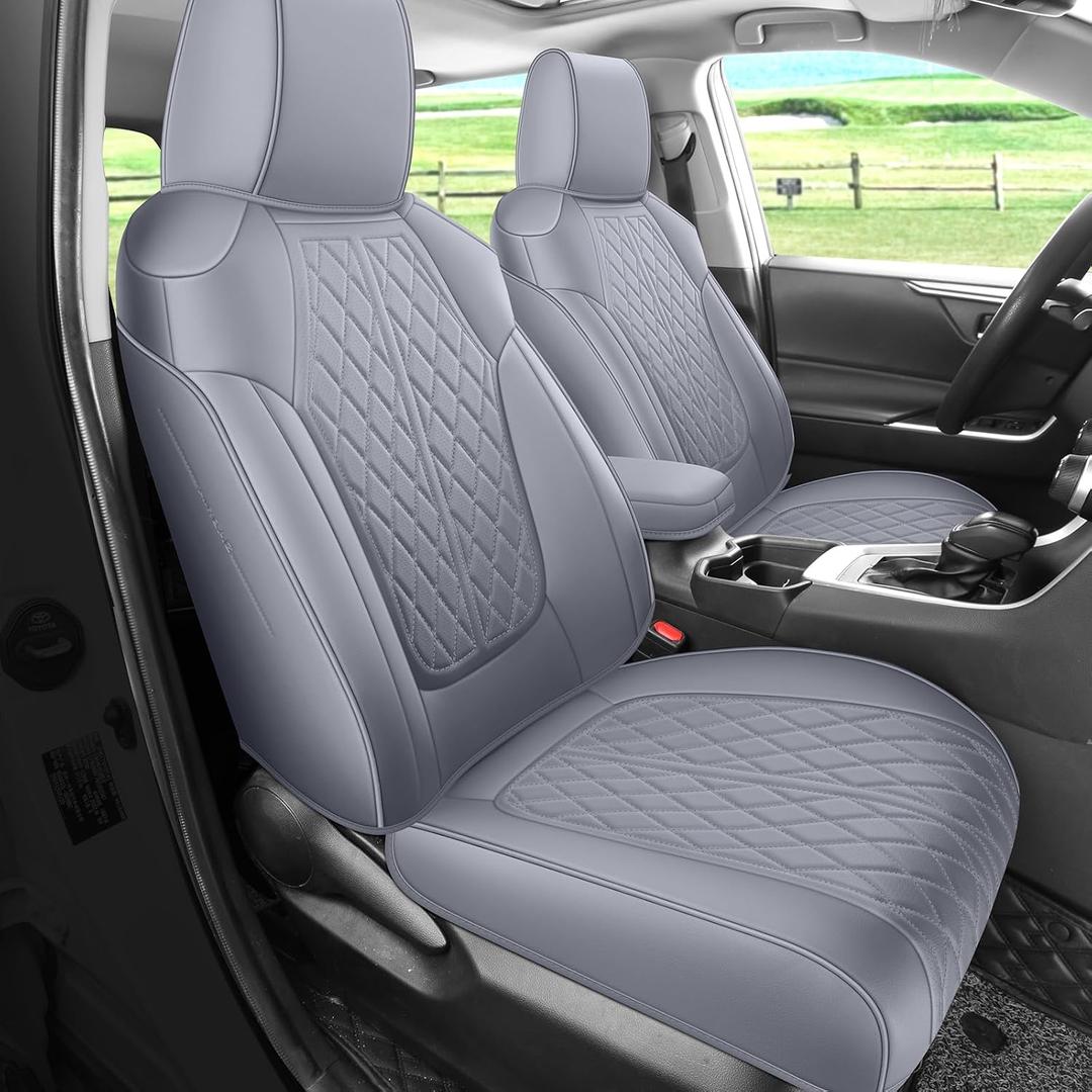 Rav4 Seat Covers Custom Fit for Toyota Rav4 Full Set Faux Leather Car Seat Covers Waterproof Full Coverage (Grey, 2013-2018 LE/XLE/Premium/Limited)