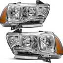 JSBOYAT Halogen Headlight Assembly Replacement for 2011-2014 Dodge Charger R/T SE SRT8 Headlamp Driver and Passenger Side Chrome Housing Amber Reflector (w/o Bulbs)