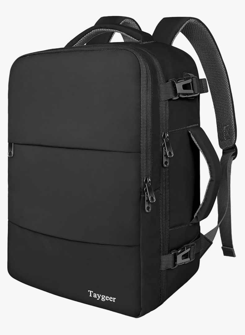 Taygeer Travel Laptop Backpack for Men Women, Airplane Approved Travel Backpack Suitcase with Usb Charging Port, Lightweight College 35l Luggage Bag 15.6inch Laptop Mochila Gifts for Business,Black