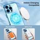 OOK Magnetic Phone Case for iPhone 16 Pro Max [Compatible with MagSafe] Soft TPU Heart Phone Cover with Screen Protector Shockproof Protection Slim Case with Strap Lanyard for Women - Blue