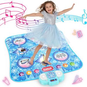 Dance Mat Toys - 8-Button Frozen Toys for Girls Electronic Dance Pad with 5 Game Modes, Touch Sensitive Kids Musical Mat Toy Christmas & Birthday Gift for 3 4 5 6 7 8 9 10+ Years Old Girls(Blue)