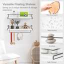 Forbena White Floating Shelves for Bathroom Organizer Over Toilet, Bathroom Shelves Wall Mounted with Towel Rack, Corner Wall Shelf for Bedroom Decor Kitchen Storage (White-Dark Grey, Set of 2)