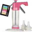 Cambom Clear Cookie Press Gun Kit with 16 Discs and 6 Icing Tips for DIY Biscuit Maker and Decoration Red