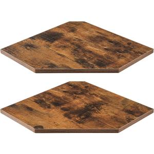 Corner Shelves 2-Pack for Bathroom & Kitchen, Space-Saving Floating Corner Wall Shelf with Easy Installation- Brown (Set of 2)