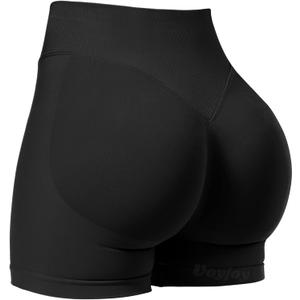 VOYJOY Women Workout Impact Shorts 2.5"/ 3.6"/ 4.5"/ 6" Scrunch Butt Lifting Gym Seamless Booty Biker Shorts (Black, S)