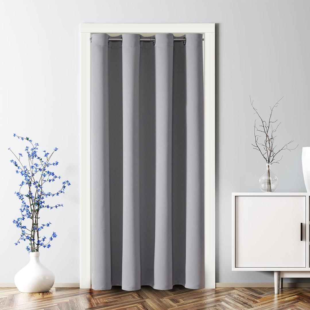 ChrisDowa Blackout Door Curtains for Doorway Privacy, Grommet Closet Curtains for bedroom closet door, Thermal Insulated Temporary Doorway Cover Room Divider Drapes (1 Panel, Light Grey, 34 x 80 Inch) ChrisDowa Blackout Door Curtains for Doorway Privacy, Grommet Closet Curtains for bedroom closet door, Thermal Insulated Temporary Doorway Cover Room Divider Drapes (1 Panel, Light Grey, 34 x 80 Inch)