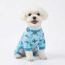 Mycutepaws Dog Pajamas, Soft Stretchy Pet Pajamas for Small Medium Dogs - Cute Dog Pajama Onesie with Shark Print, Breathable & Stretchable Dog Pjs for Summer (Blue, M)