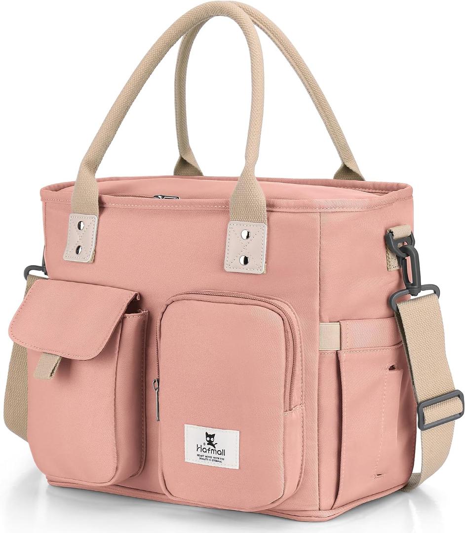 Hafmall 16L Large Insulated Lunch Bag Women, Wide Opening, Pink