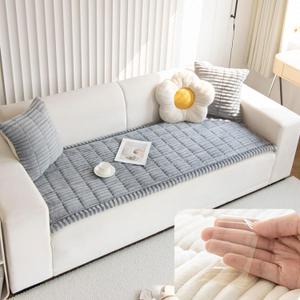 Lazy Soft Flannel Breathable Pet Mat Non-Slip Couch Cover, Pet Mat & Sofa Protector Breathable Washable for Dogs Cats (Light Gray, 27.56 x 70.87 in)