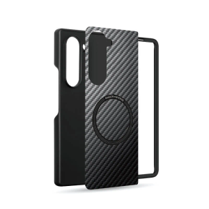 Slim and Thin Carbon Fiber Case for Samsung Galaxy Z Fold 6 Compatible with MagSafe, 600D Aramid Fiber Z Fold6 Cover with Magnetic for Men and Women, Matte Black Gray
