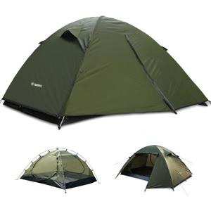 Backpacking Tent for Camping 2/ 3/ 4 Person Hiking Ultralight Tent for Waterproof Windproof Outdoor Tents Easy Setup Two Doors Double Layer Lightweight Instant Tents (Green, 1-2 Person)