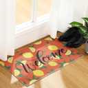 2 Pcs Cute Lemon Decorative Doormat Hello Summer Welcome Mat Lemon Floor Mats Summer Non Slip Door Rugs for Outdoor Indoor Porch Entryway Kitchen Decor 18 x 30 Inch