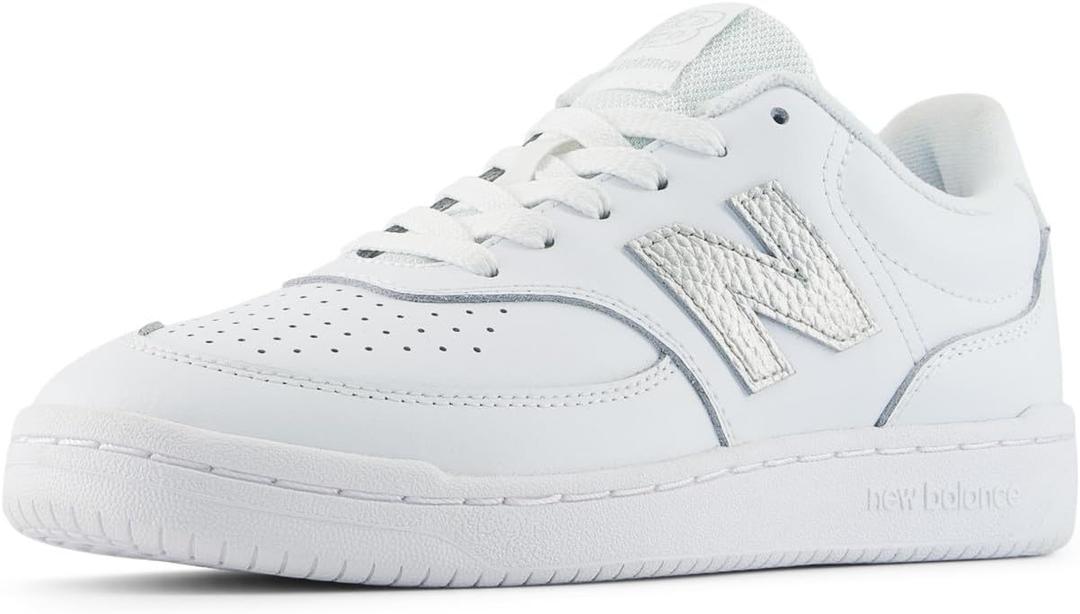 New Balance Women's BB80 Sneaker (7, Nb 103 White/Metallic Silver)
