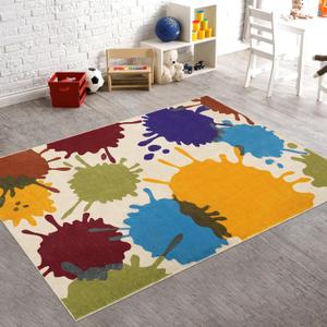 STARUIA Art Bedroom Rug, 4'x6' Machine Washable Kids Rug for Playroom, Paint Splash Rainbow Area Rug for Classroom, Soft Colorful Living Room Rug Throw Play Mat for Nursery Office Preschool (Ink Splotch)