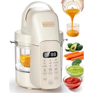 Baby Dolce Baby Food Maker, 9 In 1 Glass Baby Food Processor Steamer Puree Blender with 6 Blades, One Step Cook Grinding, Touch Screen Control, Multifunctional Blender with 24h Timer, Dishwasher Safe