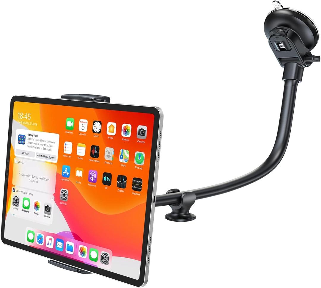 APPS2Car iPad Car Mount, 360 Degree Rotation, Suction Cup, Compatible with 9.7-10.5 Inch Tablets and Phones