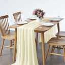 2 Pack 10Ft Light Yellow Chiffon Table Runner Sheer 29x120 Inch for Romantic Wedding Decor Bridal & Baby Shower Birthday Rustic Party Decoration