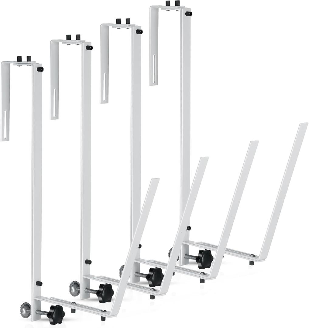 4 Pcs Solar Cover Holder for Above Ground Pool Adjustable Solar Holder Metal Equipment Storage Hooks for Framed Above Ground Swimming Pools (White)