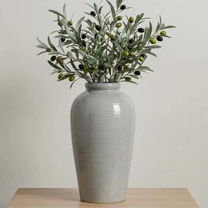 Large Modern Farmhouse Vase for Centerpieces, 11 Inch Tall Ceramic Vase - Glazed Textured Pottery Vases Home Decor, Side Table, Kitchen, Living Room Decor, Entryway, Mantel Decorations
