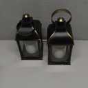 Vintage Lantern Decorative LED Flickering Flameless Candle with Timer, Battery Powered LED Decorative Hanging Golden Brushed Black Lanterns for Indoor Outdoor Garden Yard Home Decor(2 Pack)