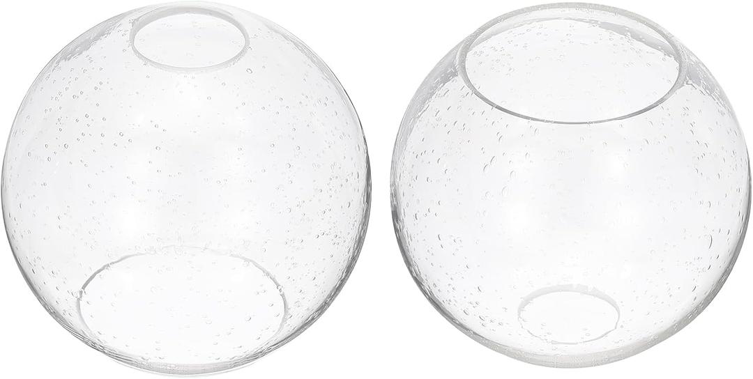 PATIKIL 6 Inch Seeded Clear Glass Globe Shades Replacement, 2pcs Handmade Glass Lamp Shade Lampshade Light Fixture with 1-5/8" Fitter for Chandelier Pendant Light Wall Sconces