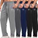lomsoe 5 Pack Mens Sweatpants Open Bottom Joggers for Men with Zip Pockets Loose Fit Mesh Athletic Pants for Running, Casual(Black, Black, Dark Gray, Navy, Light Gray, XL)