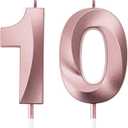 BBTO Birthday Candles Number Candles Cake Topper Decoration for Birthday Wedding Anniversary Celebration Supplies(Rose Gold,10th)