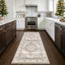 Washable Hallway Kitchen Runner Rugs: 30x96 Indoor Table Runners for Bedroom Bathroom Non-Slip Soft Stain Resistant Carpet for Entryway Laundry Dining Room Foyer (Beige, 30x96) 