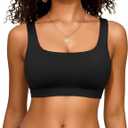 Women Sport Bra Swimsuit Top - Swim Bra Bikini Top Only Scoop Neck Bathing Top 2025 Swimwear (Large, Black)