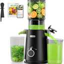 ECOSELF Juicer Machines Easy to Clean, With Wide Mouth & Large Feed Chute For Whole Fruits & Vegetables, Slow Masticating Juicer Hands-Free, Quiet Motor, Cold Press Juicer For Family, With Pusher