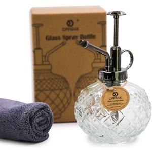 OFFIDIX Plant Mister, 300ML Vintage Glass Spray Bottle with Plastic Top Pump, Small Decorative Spritzer Watering Can for Indoor Outdoor House Plants (Transparent)