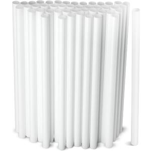 White Jumbo Smoothie Straws, White Disposable Wide-mouthed Large Milkshake Straws 9'' Inches High/Tall 100 pack