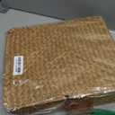 Seagrass Storage Basket Box with Lid Rectangular Woven Shelf Baskets Bins for Organize Snack Toys Set of 2 Natural Decorative(Large+Small)