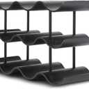 Countertop Wine Rack - 12 Bottle Freestanding Wine Bottle Holder Stand - 3 Tier Wooden Wine Storage Rack - Black Wavy Wine Organizer for Cabinet Pantry Home Kitchen Bar