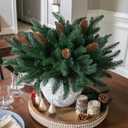 Ivydale 17Pcs Faux Pine Branches Norfolk Stem for Christmas Decoration, Artificial Greenery Plants Pine Needles with Pinecones for Table DIY Home Winter Indoor Vase Real Touch Christmas Decorations