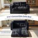 MAXYOYO Convertible Sofa Bed, Pull Out Loveseat Sleeper Sofa, Folding Couch Bed with Pillows for Living Room, Black