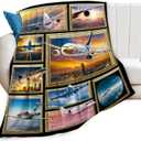 Airplane Blanket Aviation Throw Blanket Soft Fleece Flannel Bedding Plane Pilot Gifts for Men Pilots Boys Girls Lovers Adults Stuff Plush for Couch Sofa Bed Room Decor 40"X50"