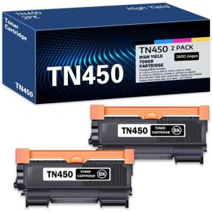 TN450 Compatible TN-450 Black High Yield Toner Cartridge Replacement for Brother TN-450 HL-2270dw Intellifax 2840 HL-2132 Toner (2 Pack).