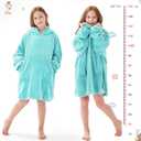 Aemicion Wearable Blanket Hoodie for Kids Super Soft Warm Oversized Hooded Blanket Sweatshirt Hoodie Blanket for Boys Girls Teal, Size: Kids