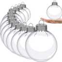 3.15 inch Clear Plastic Ornament Balls, Christmas Balls, DIY Fillable Ornaments, Clear Ornaments for Crafts Fillable - 12 PCS