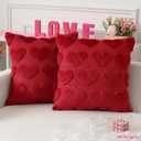 Kevin Textile Heart Love Cute Decorative Throw Pillow Covers 18x18 Inch Set of 2 Soft Faux Fur Pillow Covers for Valentine's Day Gifts Fluffy Plush Pillow Case for Couch Cushion Livingroom Red